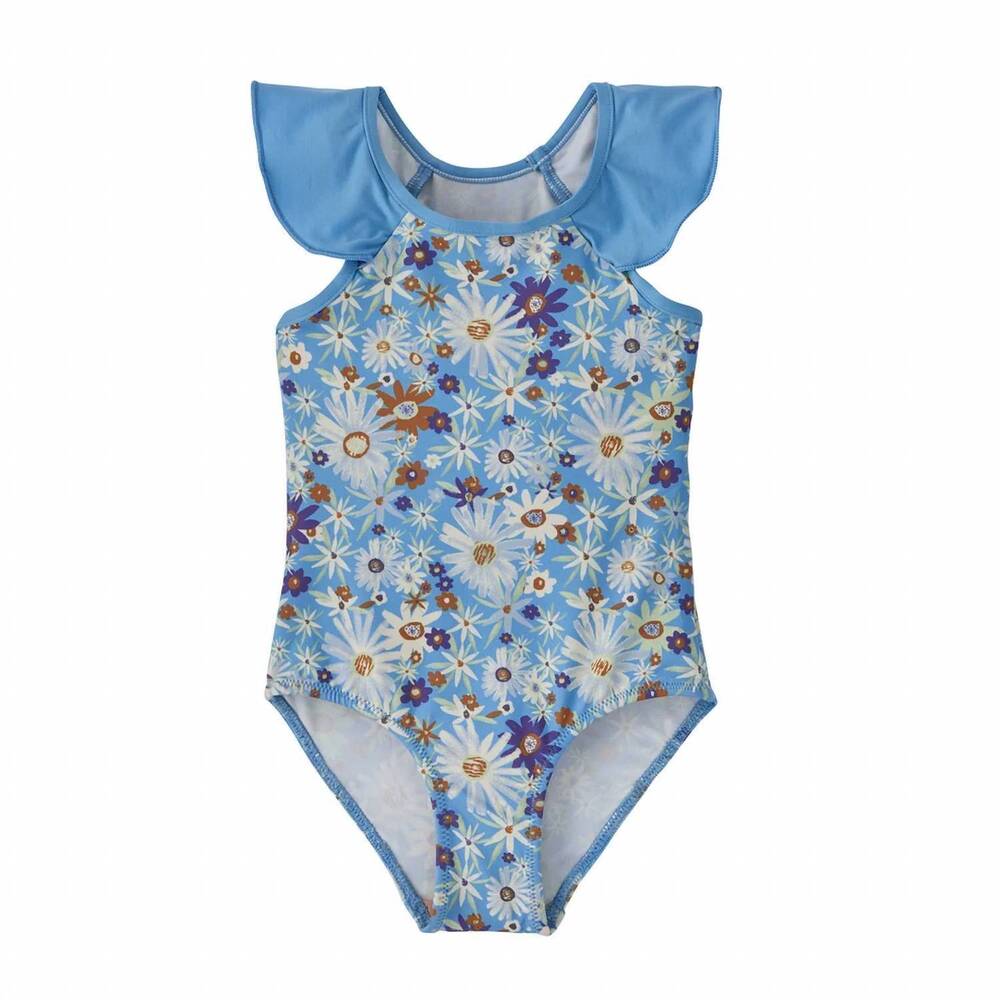 NEW PATAGONIA girl's water sprout one-piece swimsuit in primavera lago blue